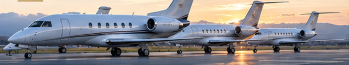 Aircraft lined up on the ramp at sunrise