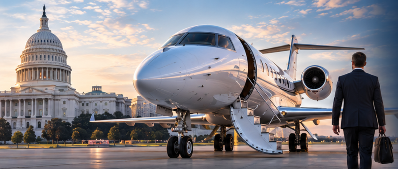 NAAC aircraft on the ramp with the U.S. Capitol behind